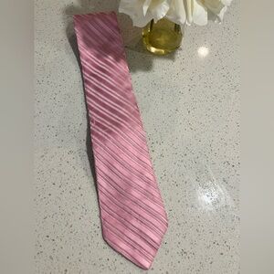 Geoffrey Beene Pink Striped Tie, 100% Silk